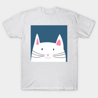 Cat head in blue background T-Shirt